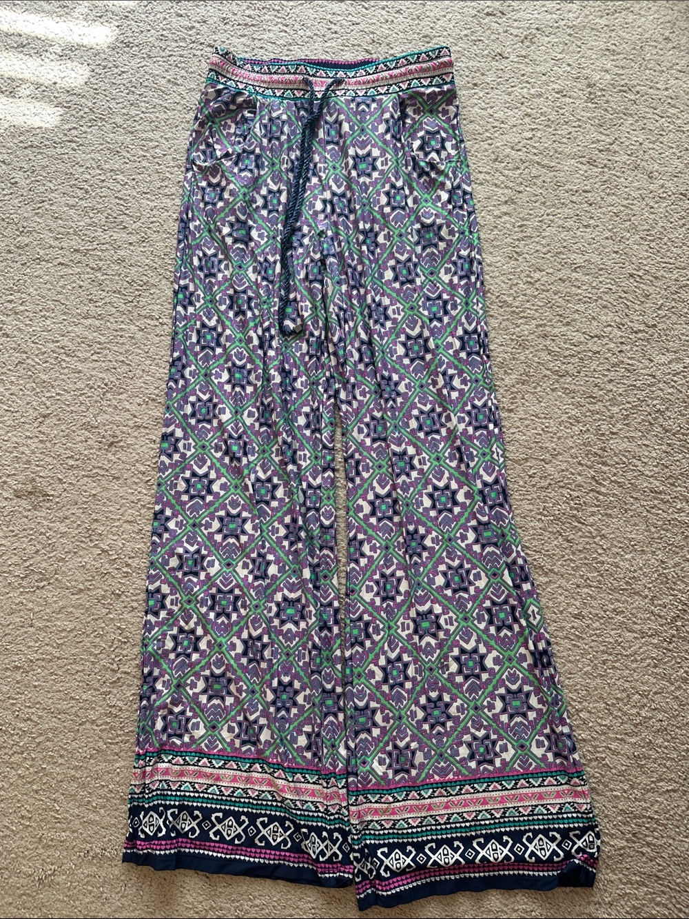 Nanette Lepore Purple & Green Wide-Leg Palazzo Swim Pants- Size S